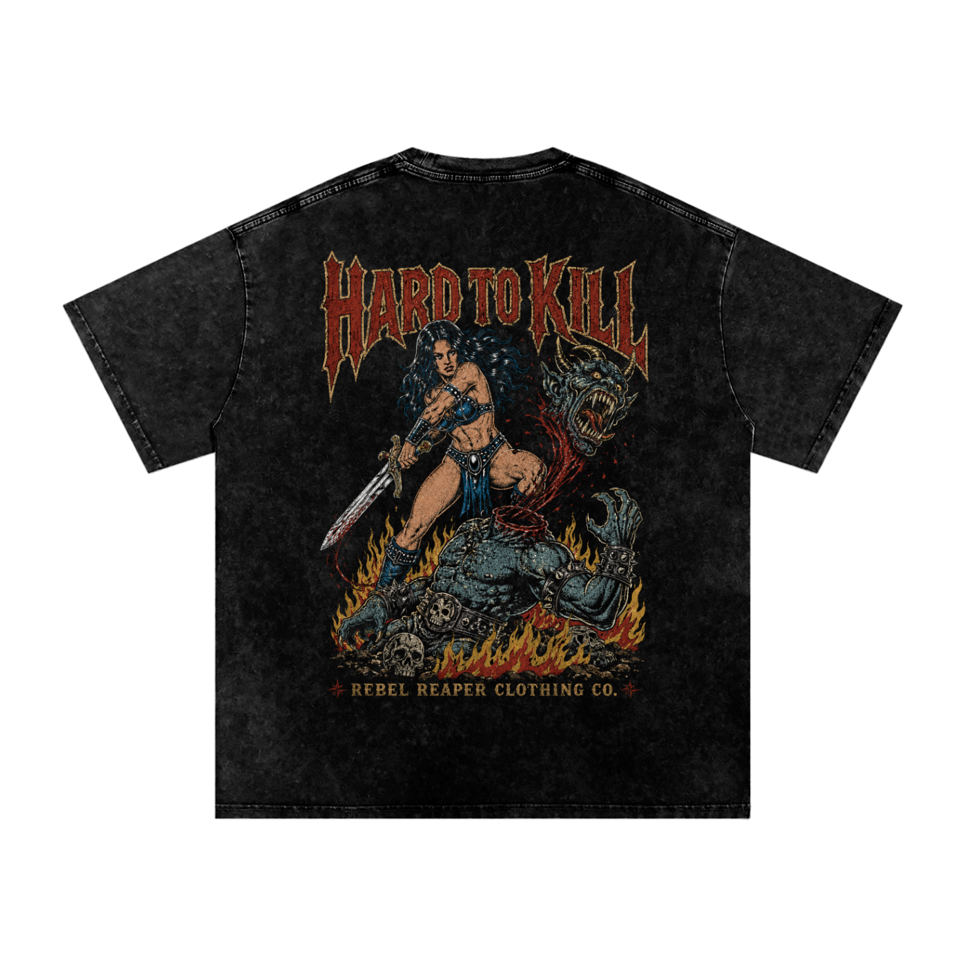 Hard To Kill - Demon Slayer Barbarian Vintage Wash Tee (Black 