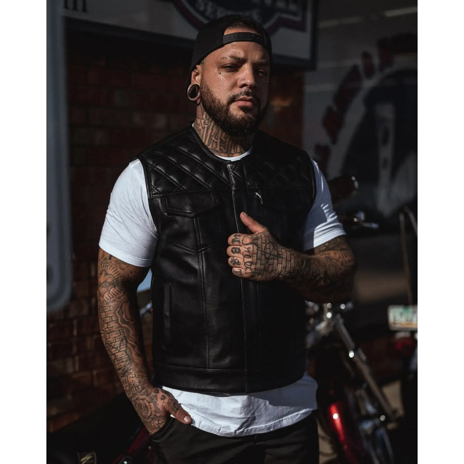 Back In Black Leather Vest - Collarless | Rebel Reaper