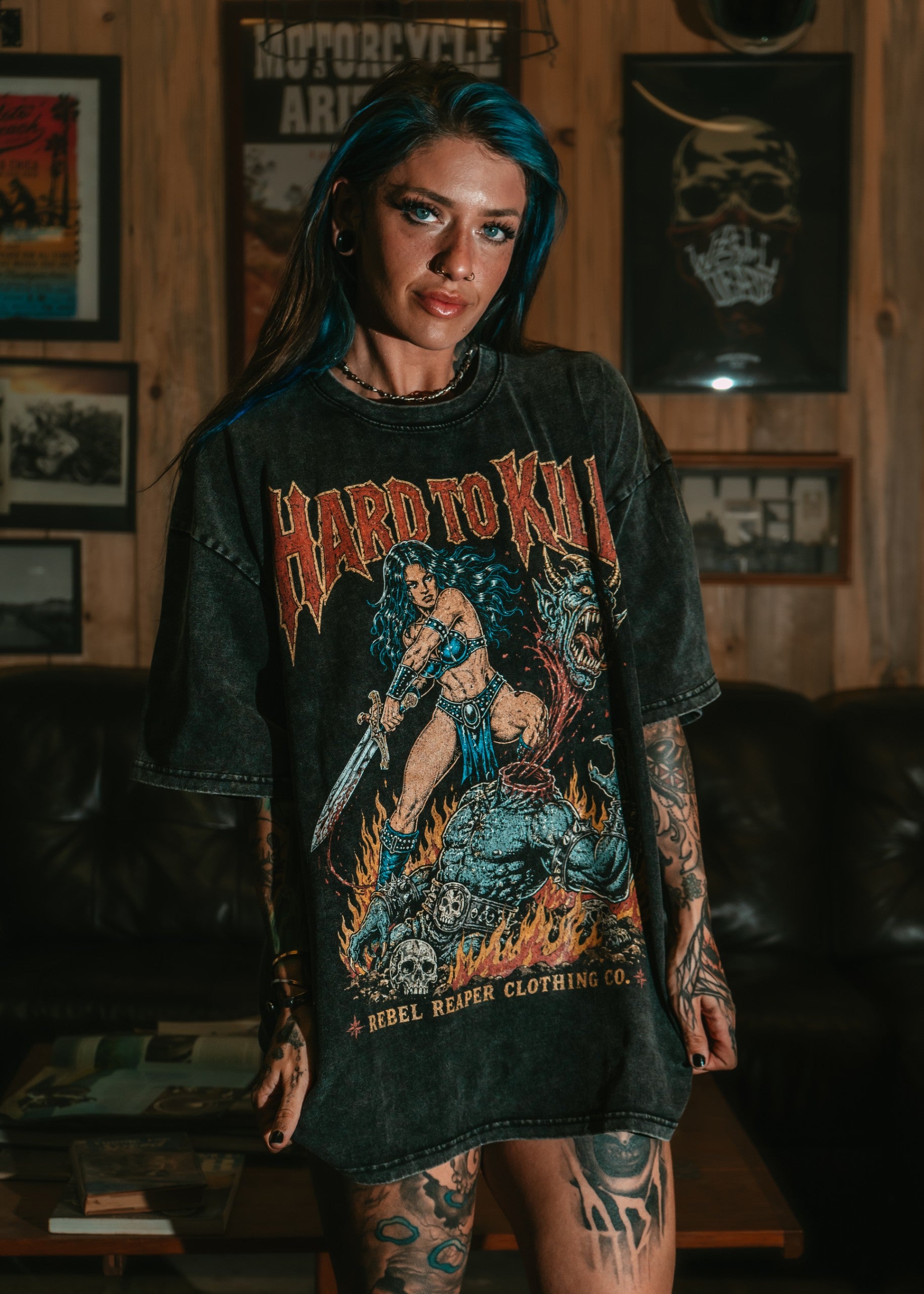 Hard To Kill - Demon Slayer Barbarian Vintage Wash Tee (Black 